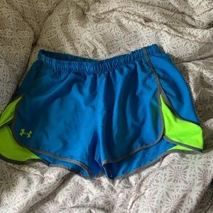 Sky blue and neon under armor shorts size: S